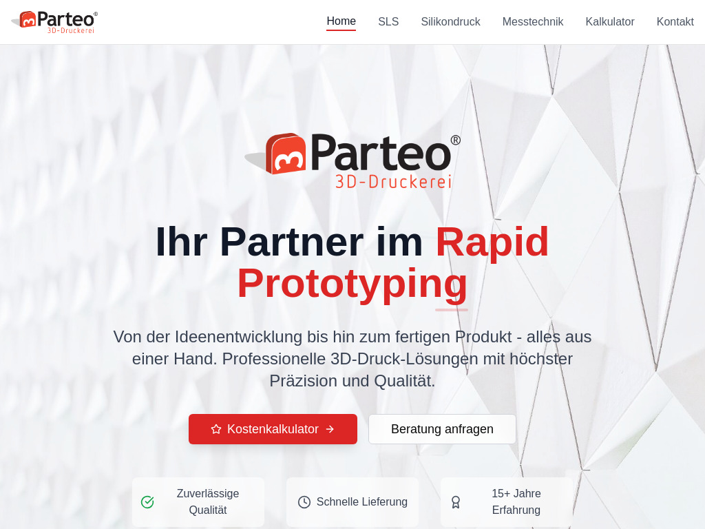 Parteo - 3D-Druck-Plattform & Kostenrechner